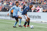 Saad Abdul-Salaam (13), Teal Bunbury (10) during Revolution and NYCFC MLS match at Gillette Stadium in Foxboro, MA on Saturday, March 24, 2018. The match ended 2-2. CREDIT/ CHRIS ADUAMA
