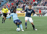 Ebenezer Ofori (12), Scott Caldwell (6) during Revolution and NYCFC MLS match at Gillette Stadium in Foxboro, MA on Saturday, March 24, 2018. The match ended 2-2. CREDIT/ CHRIS ADUAMA