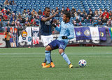 Cristian Penilla (70) and Yangel Herrera (30) during Revolution and NYCFC MLS match at Gillette Stadium in Foxboro, MA on Saturday, March 24, 2018. The match ended 2-2. CREDIT/ CHRIS ADUAMA