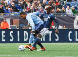 Yangel Herrera (30), Wilfried Zahibo (23) during Revolution and NYCFC MLS match at Gillette Stadium in Foxboro, MA on Saturday, March 24, 2018. The match ended 2-2. CREDIT/ CHRIS ADUAMA