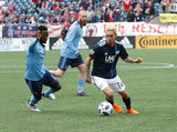 Diego Fagundez (14) during Revolution and NYCFC MLS match at Gillette Stadium in Foxboro, MA on Saturday, March 24, 2018. The match ended 2-2. CREDIT/ CHRIS ADUAMA