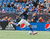 Wilfried Zahibo (23) during Revolution and NYCFC MLS match at Gillette Stadium in Foxboro, MA on Saturday, March 24, 2018. The match ended 2-2. CREDIT/ CHRIS ADUAMA