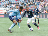 Gabriel Somi (91) during Revolution and NYCFC MLS match at Gillette Stadium in Foxboro, MA on Saturday, March 24, 2018. The match ended 2-2. CREDIT/ CHRIS ADUAMA