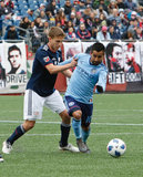 Scott Caldwell (6), Maximiliano Moralez (10) during Revolution and NYCFC MLS match at Gillette Stadium in Foxboro, MA on Saturday, March 24, 2018. The match ended 2-2. CREDIT/ CHRIS ADUAMA