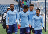 NYCFC Team during Revolution and NYCFC MLS match at Gillette Stadium in Foxboro, MA on Saturday, March 24, 2018. The match ended 2-2. CREDIT/ CHRIS ADUAMA