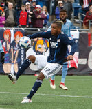 Juan Agudelo (17) during Revolution and NYCFC MLS match at Gillette Stadium in Foxboro, MA on Saturday, March 24, 2018. The match ended 2-2. CREDIT/ CHRIS ADUAMA