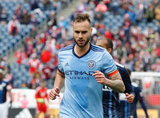 Maxime Chanot (4) during Revolution and NYCFC MLS match at Gillette Stadium in Foxboro, MA on Saturday, March 24, 2018. The match ended 2-2. CREDIT/ CHRIS ADUAMA