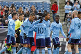 NYCFC Celebrates Ismael Tajouri (29) goal during Revolution and NYCFC MLS match at Gillette Stadium in Foxboro, MA on Saturday, March 24, 2018. The match ended 2-2. CREDIT/ CHRIS ADUAMA