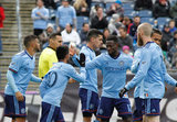 NYCFC Celebrates Ismael Tajouri (29) goal during Revolution and NYCFC MLS match at Gillette Stadium in Foxboro, MA on Saturday, March 24, 2018. The match ended 2-2. CREDIT/ CHRIS ADUAMA