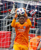 Sean Johnson (1) during Revolution and NYCFC MLS match at Gillette Stadium in Foxboro, MA on Saturday, March 24, 2018. The match ended 2-2. CREDIT/ CHRIS ADUAMA