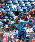 Jo Inge Berget (9), Jalil Anibaba (3) during Revolution and NYCFC MLS match at Gillette Stadium in Foxboro, MA on Saturday, March 24, 2018. The match ended 2-2. CREDIT/ CHRIS ADUAMA