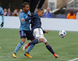 Brandon Bye (15) during Revolution and NYCFC MLS match at Gillette Stadium in Foxboro, MA on Saturday, March 24, 2018. The match ended 2-2. CREDIT/ CHRIS ADUAMA