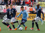 Jesus Medina (19) during Revolution and NYCFC MLS match at Gillette Stadium in Foxboro, MA on Saturday, March 24, 2018. The match ended 2-2. CREDIT/ CHRIS ADUAMA