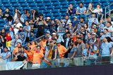 NYCFC Fans during New England Revolution and New York City Football Club MLS match at Gillette Stadium in Foxboro, MA on Sunday, September 29, 2019. Revs won 2-0. CREDIT/CHRIS ADUAMA.