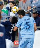 Jalil Anibaba (3), Eric Miller (5) during New England Revolution and New York City Football Club MLS match at Gillette Stadium in Foxboro, MA on Sunday, September 29, 2019. Revs won 2-0. CREDIT/CHRIS ADUAMA.