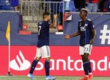 Gustavo Bou (7), Wilfried Zahibo (23) during New England Revolution and New York City Football Club MLS match at Gillette Stadium in Foxboro, MA on Sunday, September 29, 2019. Revs won 2-0. CREDIT/CHRIS ADUAMA.