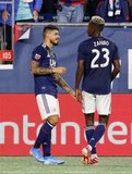 Gustavo Bou (7), Wilfried Zahibo (23) during New England Revolution and New York City Football Club MLS match at Gillette Stadium in Foxboro, MA on Sunday, September 29, 2019. Revs won 2-0. CREDIT/CHRIS ADUAMA.