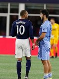 Teal Bunbury (10), Eric Miller (5) during New England Revolution and New York City Football Club MLS match at Gillette Stadium in Foxboro, MA on Sunday, September 29, 2019. Revs won 2-0. CREDIT/CHRIS ADUAMA.