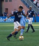 Gustavo Bou (7) during New England Revolution and New York City Football Club MLS match at Gillette Stadium in Foxboro, MA on Sunday, September 29, 2019. Revs won 2-0. CREDIT/CHRIS ADUAMA.