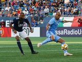 Heber (9), Andrew Farrell (2) during New England Revolution and New York City Football Club MLS match at Gillette Stadium in Foxboro, MA on Sunday, September 29, 2019. Revs won 2-0. CREDIT/CHRIS ADUAMA.
