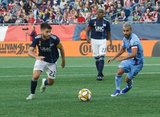Carles Gil (22), Maximiliano Moralez (10) during New England Revolution and New York City Football Club MLS match at Gillette Stadium in Foxboro, MA on Sunday, September 29, 2019. Revs won 2-0. CREDIT/CHRIS ADUAMA.