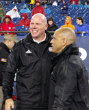 Coach Brad Friedel, Coach Chris Armas during N.E. Revolution and New York Red Bulls MLS match at Gillette Stadium in Foxboro, MA on Saturday, April 20, 2019. Revs won 1-0. CREDIT/ CHRIS ADUAMA