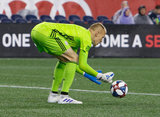 Cody Cropper (1) during N.E. Revolution and New York Red Bulls MLS match at Gillette Stadium in Foxboro, MA on Saturday, April 20, 2019. Revs won 1-0. CREDIT/ CHRIS ADUAMA