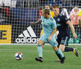 Diego Fagundez (14) during N.E. Revolution and New York Red Bulls MLS match at Gillette Stadium in Foxboro, MA on Saturday, April 20, 2019. Revs won 1-0. CREDIT/ CHRIS ADUAMA
