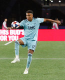 Juan Agudelo (17) during N.E. Revolution and New York Red Bulls MLS match at Gillette Stadium in Foxboro, MA on Saturday, April 20, 2019. Revs won 1-0. CREDIT/ CHRIS ADUAMA