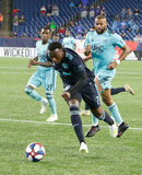 Derrick Etienne (7) during N.E. Revolution and New York Red Bulls MLS match at Gillette Stadium in Foxboro, MA on Saturday, April 20, 2019. Revs won 1-0. CREDIT/ CHRIS ADUAMA