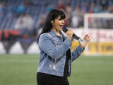 National Anthem during N.E. Revolution and New York Red Bulls MLS match at Gillette Stadium in Foxboro, MA on Saturday, April 20, 2019. Revs won 1-0. CREDIT/ CHRIS ADUAMA