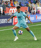 Juan Agudelo (17) during N.E. Revolution and New York Red Bulls MLS match at Gillette Stadium in Foxboro, MA on Saturday, April 20, 2019. Revs won 1-0. CREDIT/ CHRIS ADUAMA