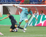 Teal Bunbury (10), Tim Parker (26) during N.E. Revolution and New York Red Bulls MLS match at Gillette Stadium in Foxboro, MA on Saturday, April 20, 2019. Revs won 1-0. CREDIT/ CHRIS ADUAMA