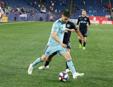 Carles Gil (22) during N.E. Revolution and New York Red Bulls MLS match at Gillette Stadium in Foxboro, MA on Saturday, April 20, 2019. Revs won 1-0. CREDIT/ CHRIS ADUAMA