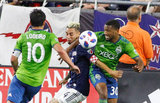 during New England Revolution and Seattle Sounders FC MLS match at Gillette Stadium in Foxboro, MA on Saturday, July 7,  2018. The match ended in 0-0 tie. CREDIT/ CHRIS ADUAMA