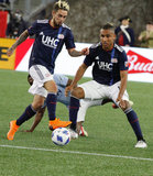 during New England Revolution and Sporting Kansas City MLS match at Gillette Stadium in Foxboro, MA on Saturday, April 28, 2018. Revs won 1-0. CREDIT/ CHRIS ADUAMA