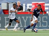 Jamiro Monteiro (35), Cristian Penilla (70) during New England Revolution and Philadelphia Union MLS match at Gillette Stadium in Foxboro, MA on Wednesday, June 26, 2019. The match ended in 1-1 tie. CREDIT/CHRIS ADUAMA