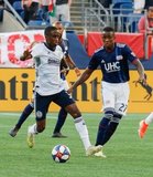 Jamiro Monteiro (35), Luis Caicedo (27) during New England Revolution and Philadelphia Union MLS match at Gillette Stadium in Foxboro, MA on Wednesday, June 26, 2019. The match ended in 1-1 tie. CREDIT/CHRIS ADUAMA