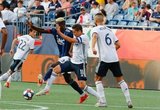 Wilfried Zahibo (23), Alejandro Bedoya (11) during New England Revolution and Philadelphia Union MLS match at Gillette Stadium in Foxboro, MA on Wednesday, June 26, 2019. The match ended in 1-1 tie. CREDIT/CHRIS ADUAMA