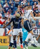 Wilfried Zahibo (23), Kacper Przybylko (23) during New England Revolution and Philadelphia Union MLS match at Gillette Stadium in Foxboro, MA on Wednesday, June 26, 2019. The match ended in 1-1 tie. CREDIT/CHRIS ADUAMA