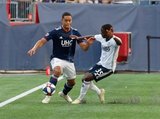 Brandon Bye (15), Jamiro Monteiro (35) during New England Revolution and Philadelphia Union MLS match at Gillette Stadium in Foxboro, MA on Wednesday, June 26, 2019. The match ended in 1-1 tie. CREDIT/CHRIS ADUAMA
