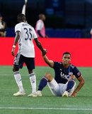 Brandon Bye (15), Jamiro Monteiro (35) during New England Revolution and Philadelphia Union MLS match at Gillette Stadium in Foxboro, MA on Wednesday, June 26, 2019. The match ended in 1-1 tie. CREDIT/CHRIS ADUAMA