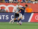 Alejandro Bedoya (11), Carles Gil (22) during New England Revolution and Philadelphia Union MLS match at Gillette Stadium in Foxboro, MA on Wednesday, June 26, 2019. The match ended in 1-1 tie. CREDIT/CHRIS ADUAMA