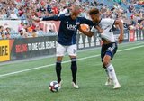Teal Bunbury (10), Auston Trusty (26) during New England Revolution and Philadelphia Union MLS match at Gillette Stadium in Foxboro, MA on Wednesday, June 26, 2019. The match ended in 1-1 tie. CREDIT/CHRIS ADUAMA