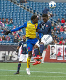 Dominique Badji (14), Jalil Anibaba (3) during New England Revolution's 2018 MLS Home Opener with Colorado Rapids at Gillette Stadium in Foxboro, MA on Saturday, March 10, 2018.Revs won 2-1.CREDIT/ CHRIS ADUAMA
