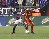 Xavier Kouassi (2) and Luis Silva (20) during Revolution and Real Salt Lake MLS match at Gillette Stadium in Foxboro, MA on Saturday, May 13, 2017. Revs won 4-0. CREDIT/ CHRIS ADUAMA.