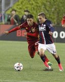 Diego Fagundez (14) and Jose Hernandez (29) during Revolution and Real Salt Lake MLS match at Gillette Stadium in Foxboro, MA on Saturday, May 13, 2017. Revs won 4-0. CREDIT/ CHRIS ADUAMA.