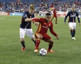 Scott Caldwell (6) and Joao Plata (10) during Revolution and Real Salt Lake MLS match at Gillette Stadium in Foxboro, MA on Saturday, May 13, 2017. Revs won 4-0. CREDIT/ CHRIS ADUAMA.
