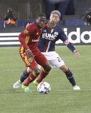 Demar Phillips (17) and  Lee Nguyen (4) during Revolution and Real Salt Lake MLS match at Gillette Stadium in Foxboro, MA on Saturday, May 13, 2017. Revs won 4-0. CREDIT/ CHRIS ADUAMA.