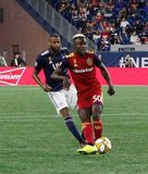 Andrew Farrell (2), Sam Johnson (50) during New England Revolution and Real Salt Lake MLS match at Gillette Stadium in Foxboro, MA on Saturday, September 21, 2019. The match ended 0-0 tie. CREDIT/CHRIS ADUAMA.